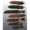 Image 2 : Lot of 7: Hunting Knives with Leather Sheaths.