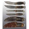 Image 1 : Lot of 6: Hunting Knives with 2 Leather Sheaths.