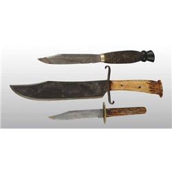 Lot of 3: Hunting Knives with Leather Sheaths.