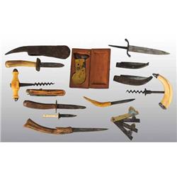 Lot of Bone Handled Knives, Corkscrews & Fleam.