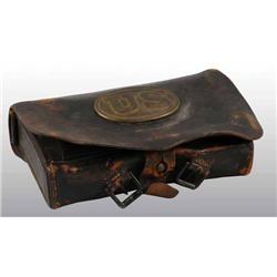 Civil War Leather Pouch with US Brass Buckle.