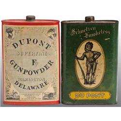 Lot of 2: Dupant Gun Powder Tin Cans.