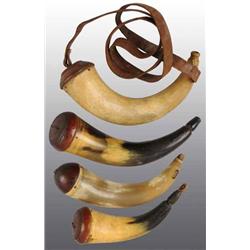 Lot of 4: Miscellaneous Small Antique Powder Horns