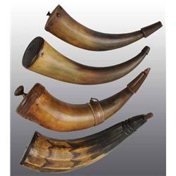 Lot of 4: Miscellaneous Antique Powder Horns.