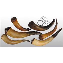 Lot of 6: Miscellaneous Large Antique Powder Horns