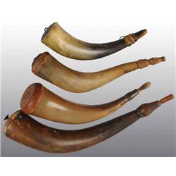 Lot of 4: Miscellaneous Large Antique Powder Horns