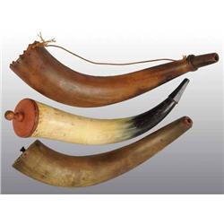 Lot of 3: Miscellaneous Large Antique Powder Horns