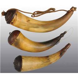 Lot of 3: Miscellaneous Small Antique Powder Horns