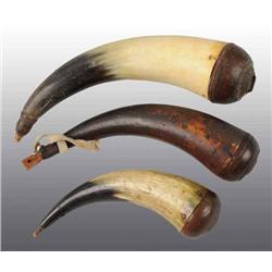 Lot of 3: Miscellaneous Small Antique Powder Horns