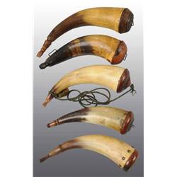 Lot of 5: Miscellaneous Small Antique Powder Horns