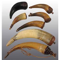 Lot of 7: Miscellaneous Antique Powder Horns.
