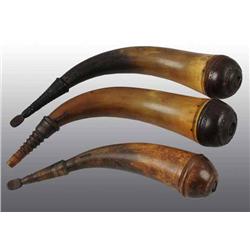 Lot of 3: Miscellaneous Antique Powder Horns.