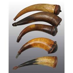 Lot of 5: Miscellaneous Antique Powder Horns.