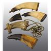Image 1 : Lot of 5: Miscellaneous Antique Flat Powder Horns.