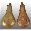 Image 1 : Lot of 2: Brass Metal Gun Powder Flask.