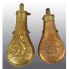 Image 1 : Lot of 2: Brass Metal Gun Powder Flasks.