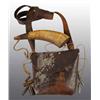 Image 1 : Powder Horn with Leather Pouch.