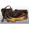 Lot of 5: Powder Horns & 3 Leather Pouches.