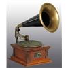 Image 1 : Victor E Phonograph with Small Brass Bell Horn.