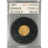 Image 1 : 1857 Indian Head Gold $1 MS 63.