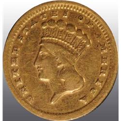 1859-C Indian Gold $1 VF 30.