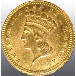 1873 Indian Head Open 3 Gold $1.
