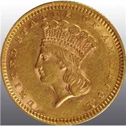 1860 Indian Head Gold $1 XF 45.