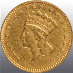 1873 Indian Head Open Gold $1.