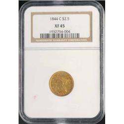 1844 Coronet Gold Eagle $2 ½ AU 55.