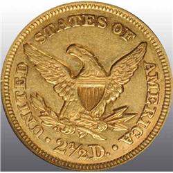 1848 Coronet Gold Eagle $2 ½ AU 50.