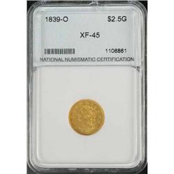1839-O Classic Head Quarter Eagle $2 ½ XF 45.