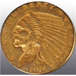 1914 Indian Head $2 ½ XF 40.
