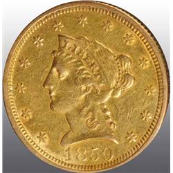 1850 Coronet Gold Eagle $2 ½ VF 35.