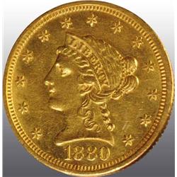 1880 Coronet Gold Eagle $2 ½.