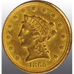 1860 Coronet Gold Eagle $2 ½.