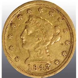 1843-C Large Date Coronet Gold Eagle $2 ½.