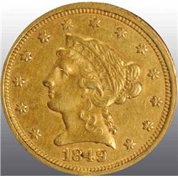 1849-C Coronet Gold Eagle $2 ½ XF 40.