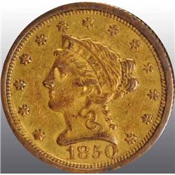 1850-O Coronet Gold Eagle $2 ½ XF 40.