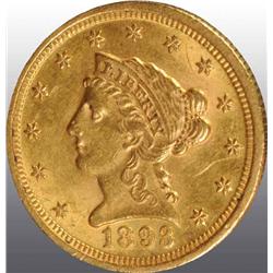 1893 Coronet Gold Eagle $2 ½ AU 55.
