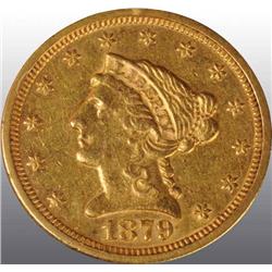 1879-S Coronet Gold Eagle $2 ½ XF 45.