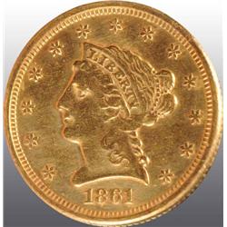1861 Coronet Gold Eagle $2 ½.