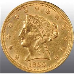 1859 Coronet Gold Eagle $2 ½.