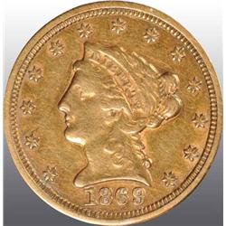 1869-S Coronet Gold Eagle $2 ½.