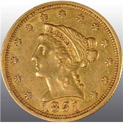 1851 Coronet Gold Eagle $2 ½ VF 35.