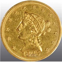 1845 Coronet Gold Eagle $2 ½.