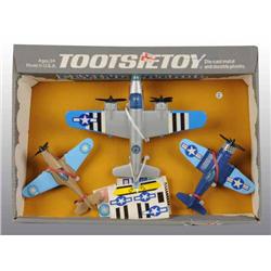 Lot of 3: Tootsie Toy Airplane & Rocket Sets.