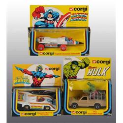 Lot of 3: Corgi Superhero Vehicle Die-Cast Toys.