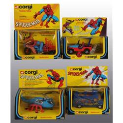 Lot of 4: Corgi Spider Man Vehicle Die-Cast Toys.