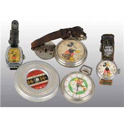 Lot of 5: Character Watches & Lone Ranger Piece.
