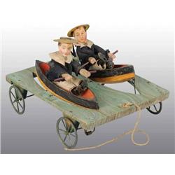 Pull Toy with Two Boys in Boats.